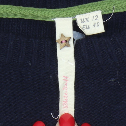 White Stuff Women's Blue Floral Pullover Jumper Size 12