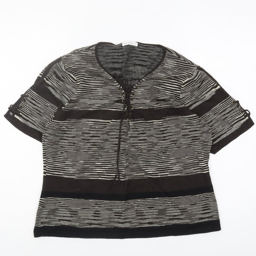 Planet Women's Black Striped V-Neck Jumper L Plus