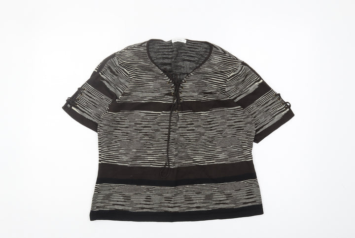 Planet Women's Black Striped V-Neck Jumper L Plus