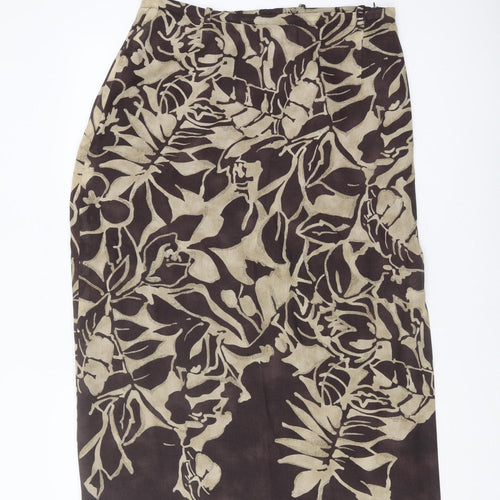Brown Floral Women's Pencil Skirt Size 16