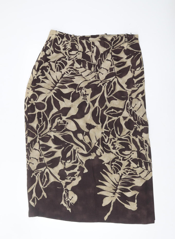 Brown Floral Women's Pencil Skirt Size 16