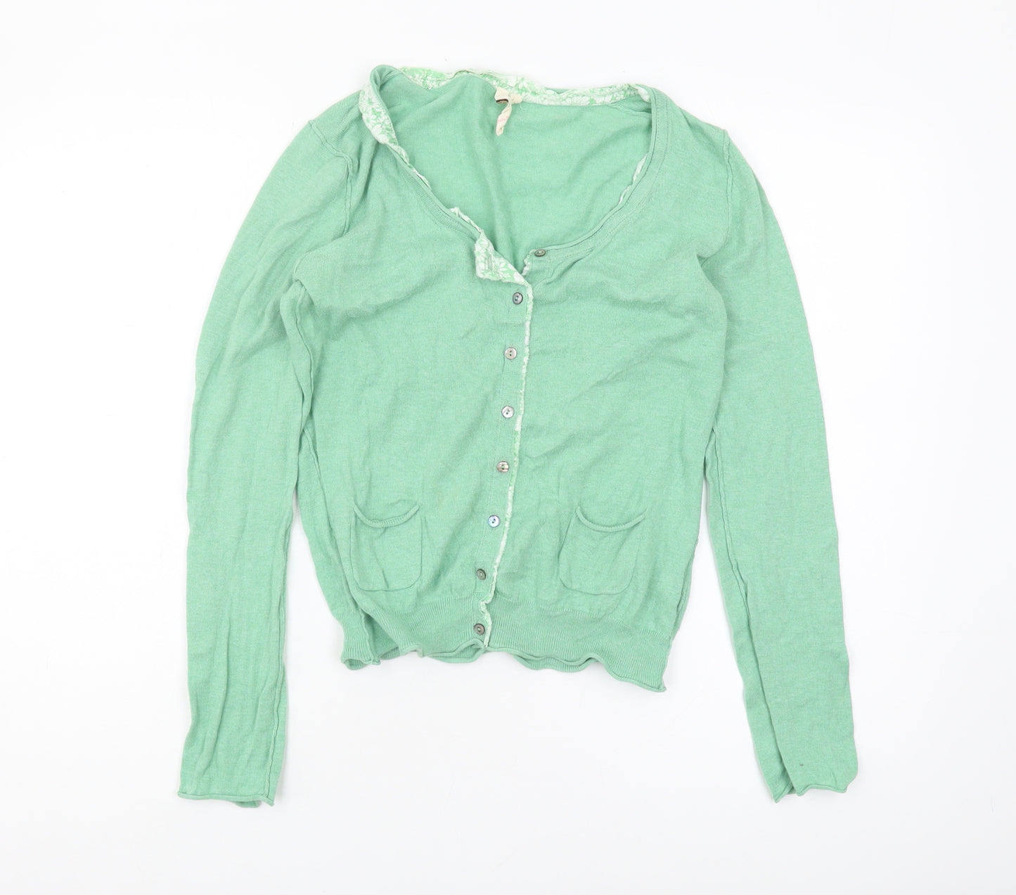 White Stuff Women's Green Cardigan Size 12, Lightweight Knit