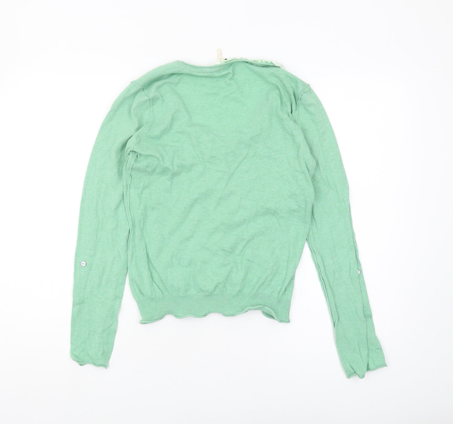 White Stuff Women's Green Cardigan Size 12, Lightweight Knit