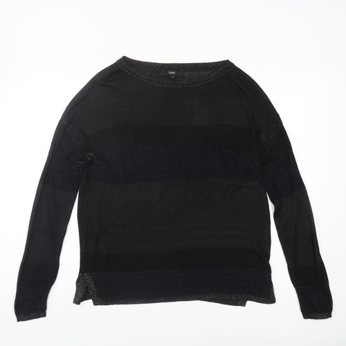 Next Women's Black Pullover Jumper, Size 10, Striped