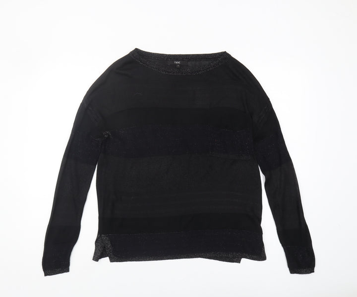 Next Women's Black Pullover Jumper, Size 10, Striped