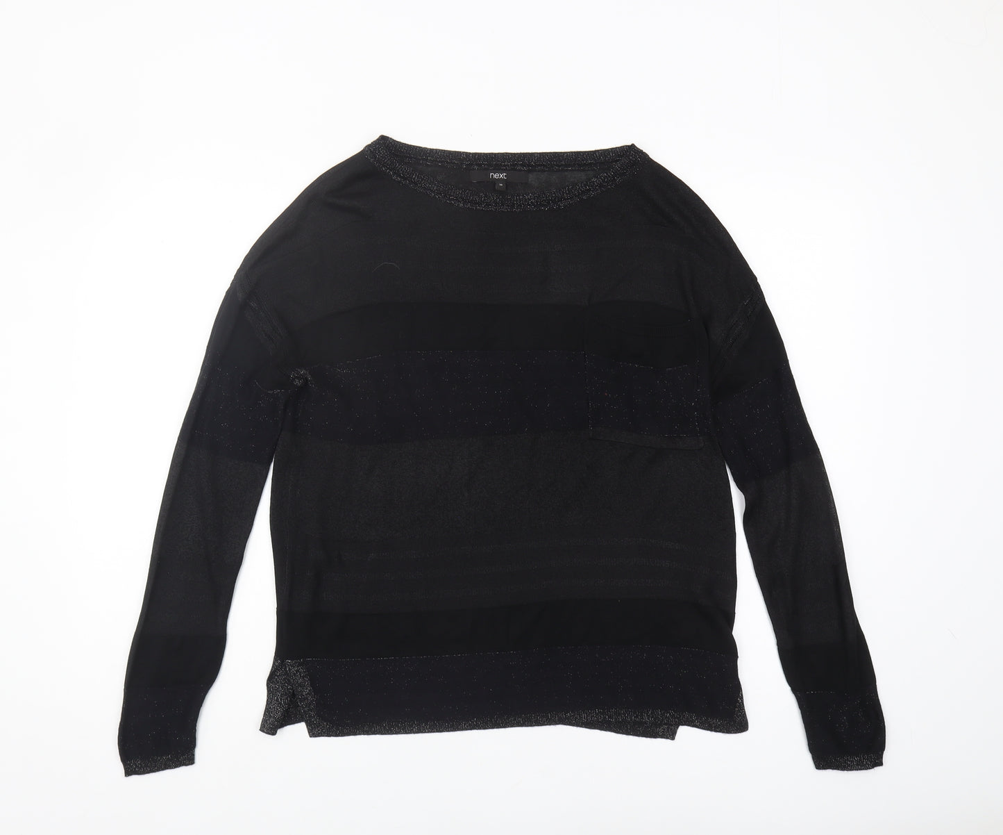 Next Women's Black Pullover Jumper, Size 10, Striped