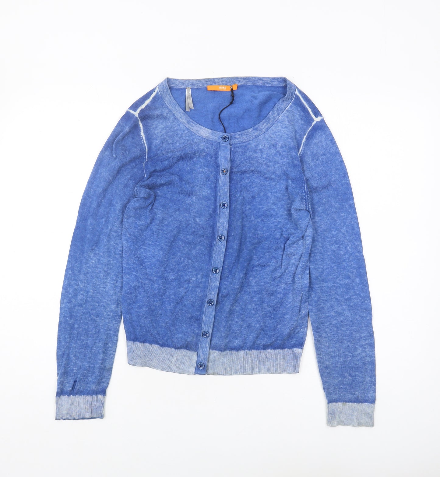 Hugo Boss Women's Blue Cardigan - M, Crew Neck Knit