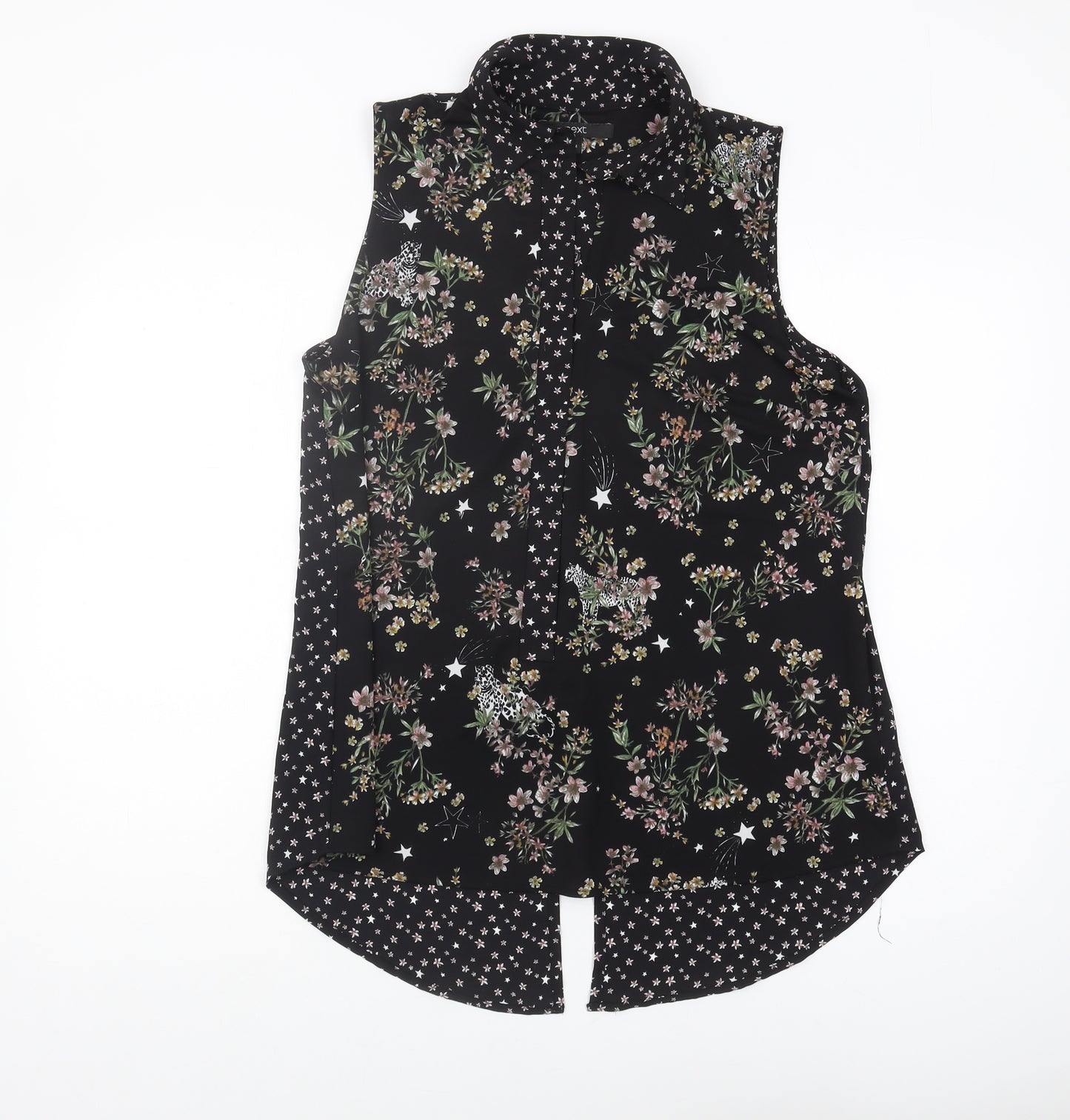 Next Women's Black Floral Sleeveless Blouse Size 14