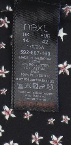 Next Women's Black Floral Sleeveless Blouse Size 14