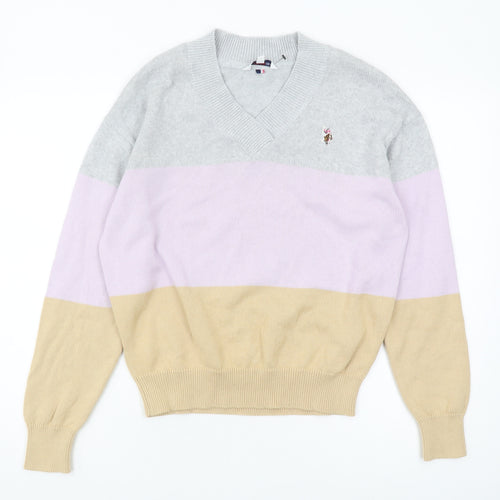 U.S. Polo Assn. Women's Multicoloured V-Neck Jumper M