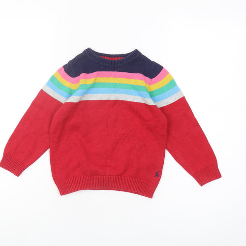 Joules Boys Red Multicoloured Pullover Jumper 5 Years