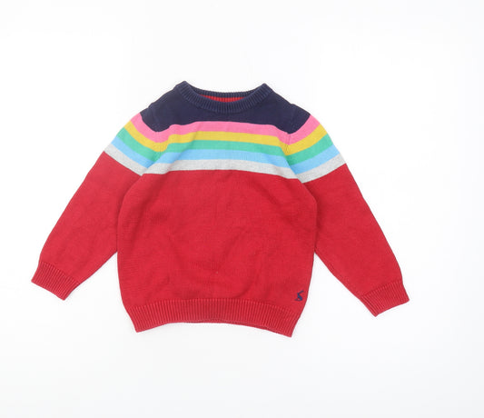 Joules Boys Red Multicoloured Pullover Jumper 5 Years