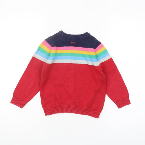 Joules Boys Red Multicoloured Pullover Jumper 5 Years
