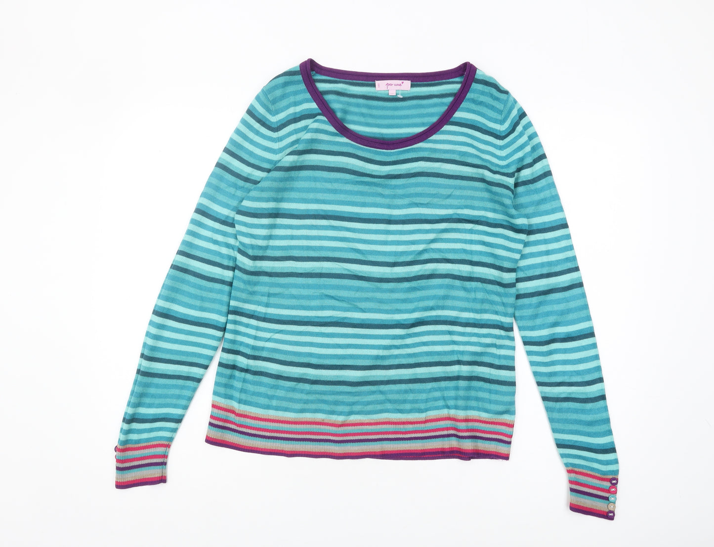 Marks & Spencer Women's Blue Striped Pullover Jumper Size 12