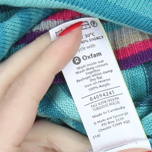 Marks & Spencer Women's Blue Striped Pullover Jumper Size 12