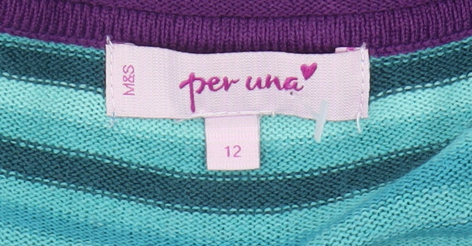 Marks & Spencer Women's Blue Striped Pullover Jumper Size 12