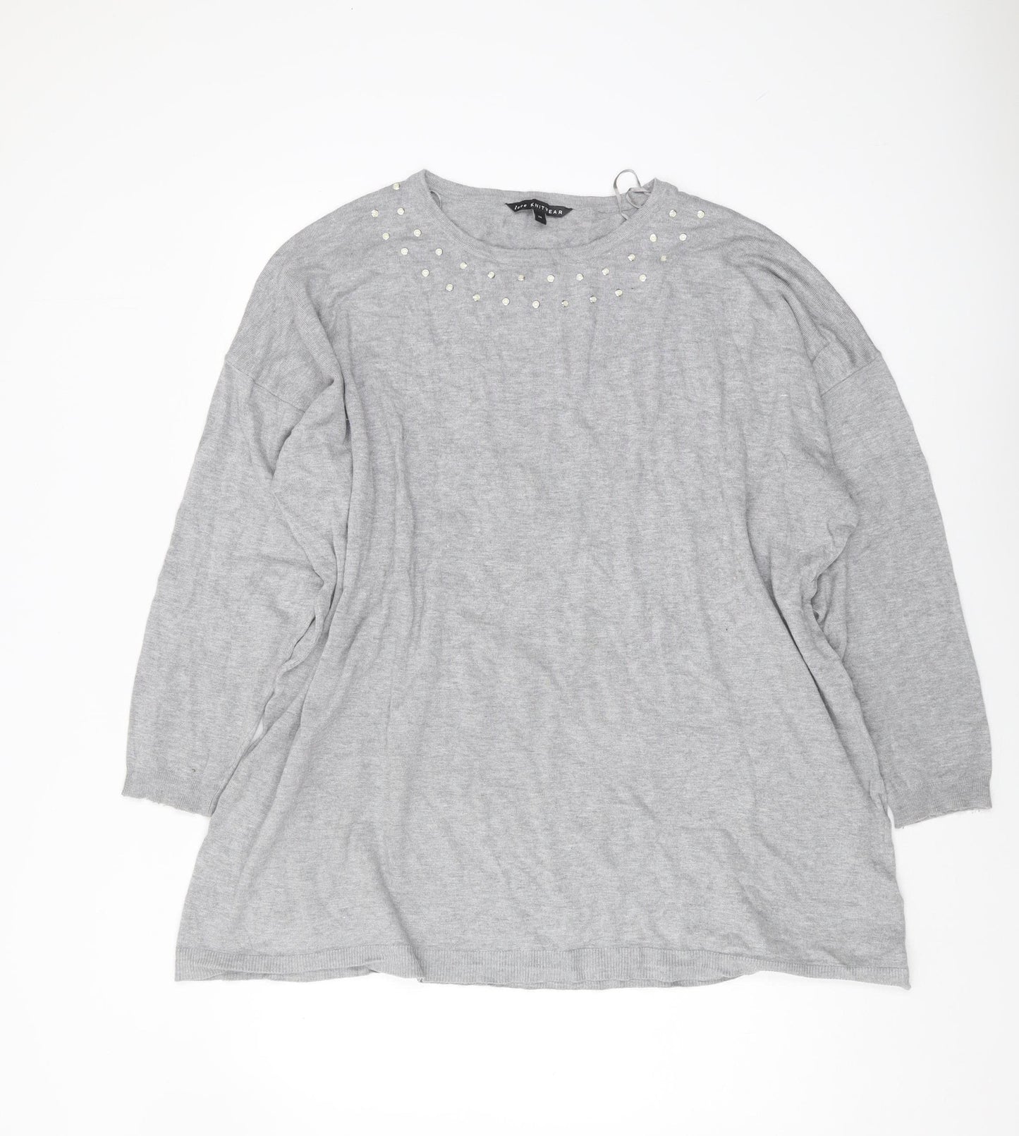 Bonmarché Women's Grey Studded Pullover Jumper Size 24