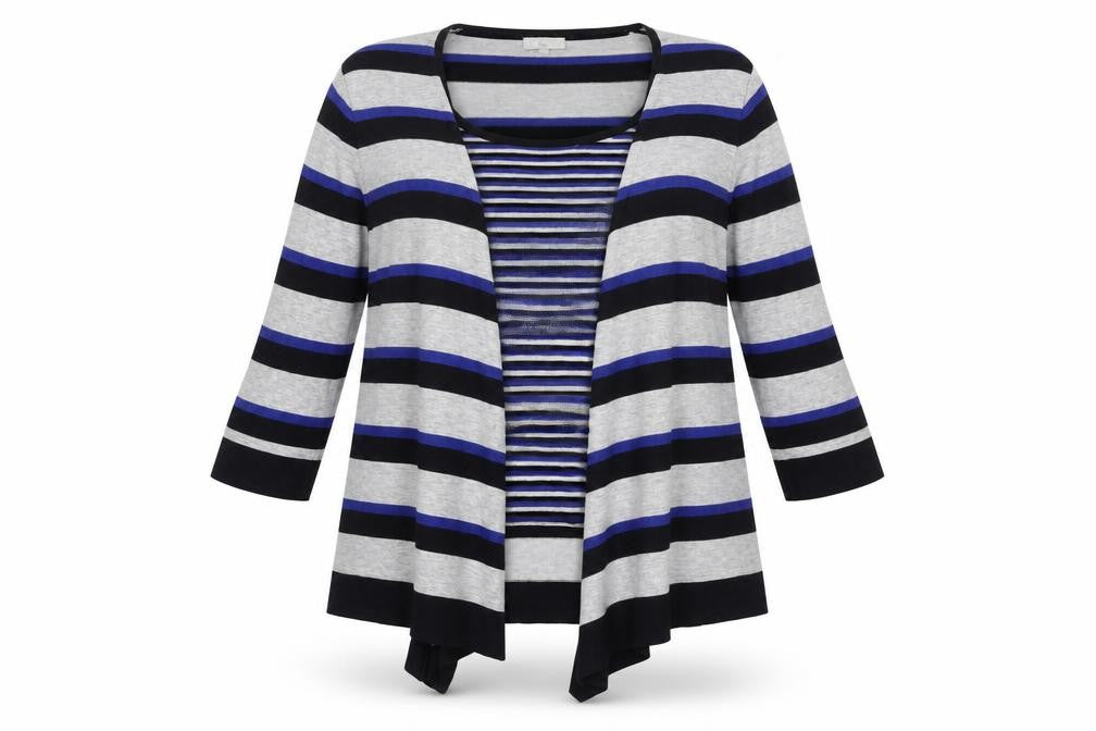Front view of Country Casuals Women's Multicoloured Striped Cardigan L