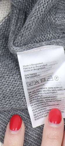 H&M Women's Grey Striped Pullover Jumper Size 12