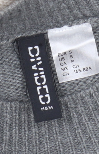 H&M Women's Grey Striped Pullover Jumper Size 12