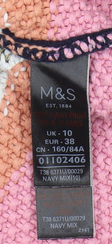 Marks and Spencer Women's Multicoloured Striped Pullover Jumper Size 10