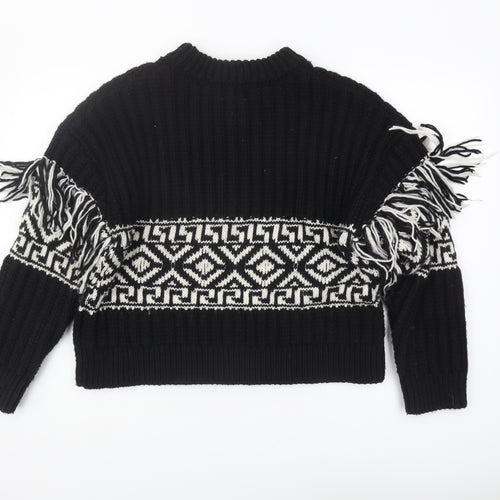 H&M Women's Black Geometric Pullover Jumper Size L