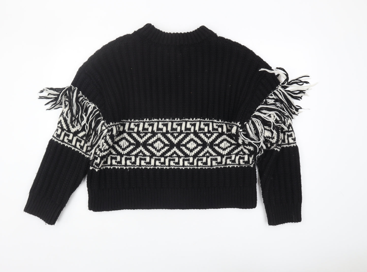 H&M Women's Black Geometric Pullover Jumper Size L