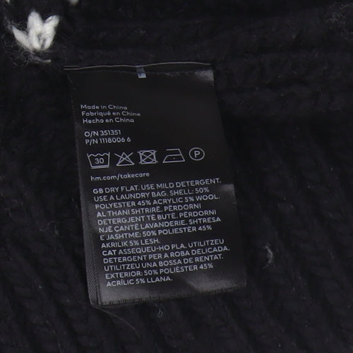 H&M Women's Black Geometric Pullover Jumper Size L