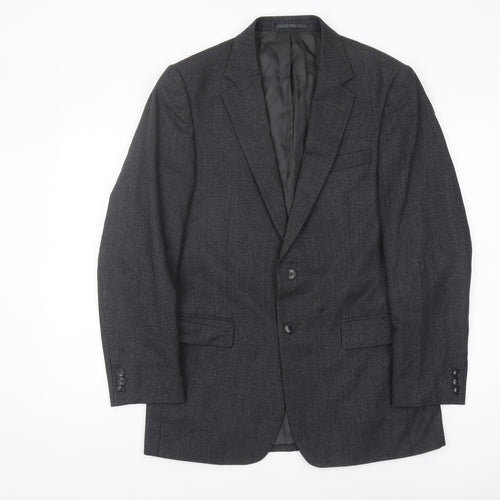 Jaeger Men's Grey 38R Wool Blazer Jacket