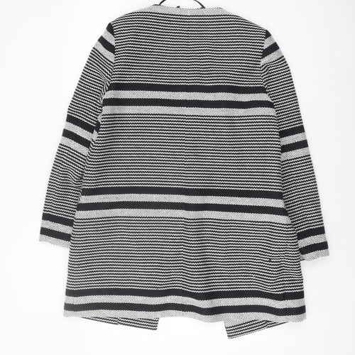 PURE Collection Women's Black Striped Long Coat Size 12