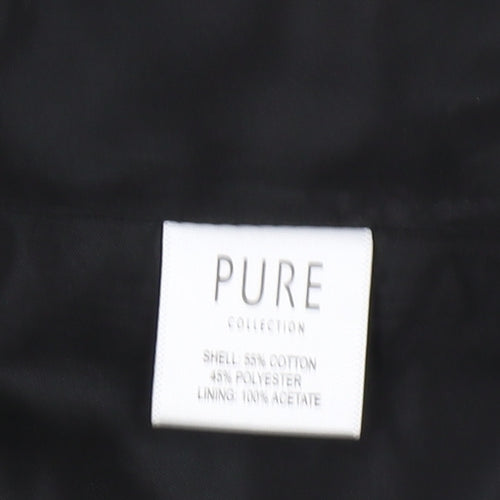 PURE Collection Women's Black Striped Long Coat Size 12