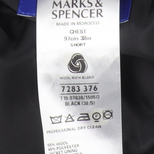 Marks & Spencer Men's Black Short Blazer 38S