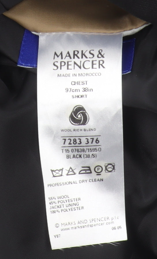 Marks & Spencer Men's Black Short Blazer 38S