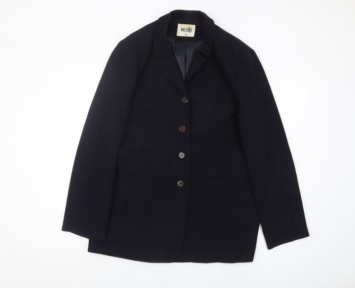 Wallis Women's Black Suit Jacket Size 14 Regular Fit