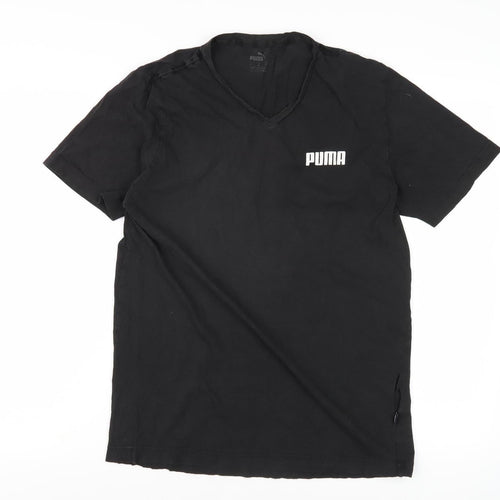 Puma Men's Black Crew Neck T-Shirt, Size M, Cotton
