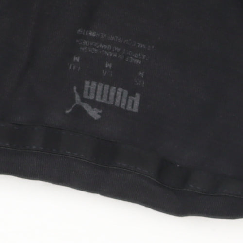 Puma Men's Black Crew Neck T-Shirt, Size M, Cotton