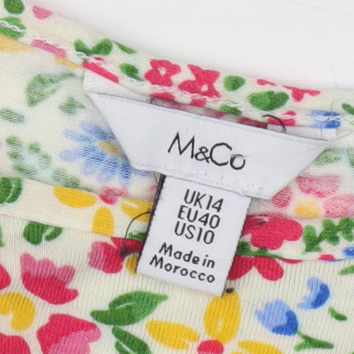 M&Co Women's Multicoloured Floral Top, Size 14