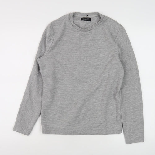 Zara Men's Grey Long Sleeve Knit Top, Size S