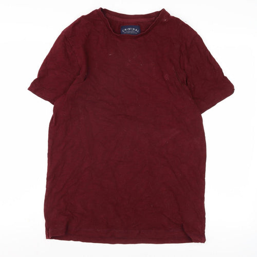 Criminal Men's Red Crew Neck T-Shirt - Size L
