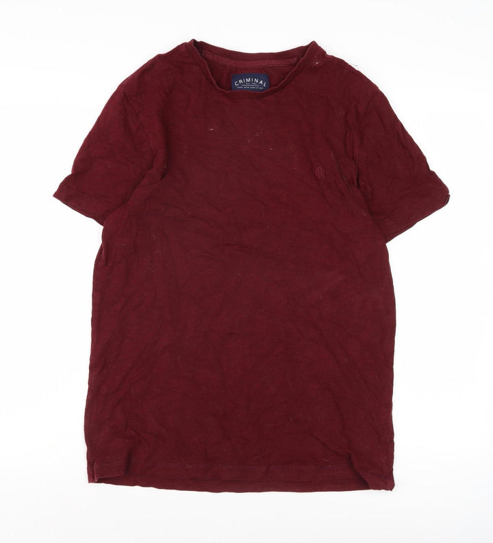 Criminal Men's Red Crew Neck T-Shirt - Size L