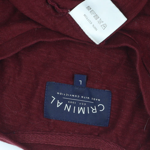 Criminal Men's Red Crew Neck T-Shirt - Size L