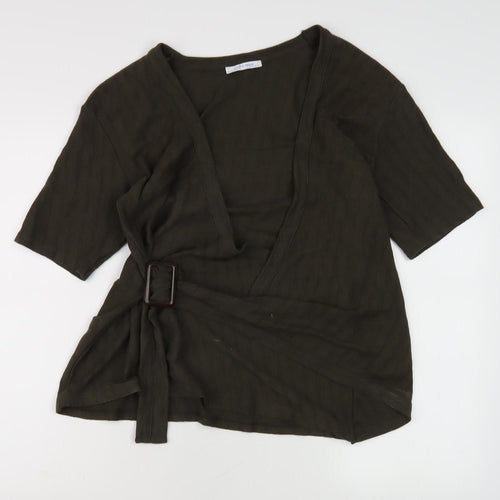Zara Women's Green Wrap Blouse Size M with Buckle