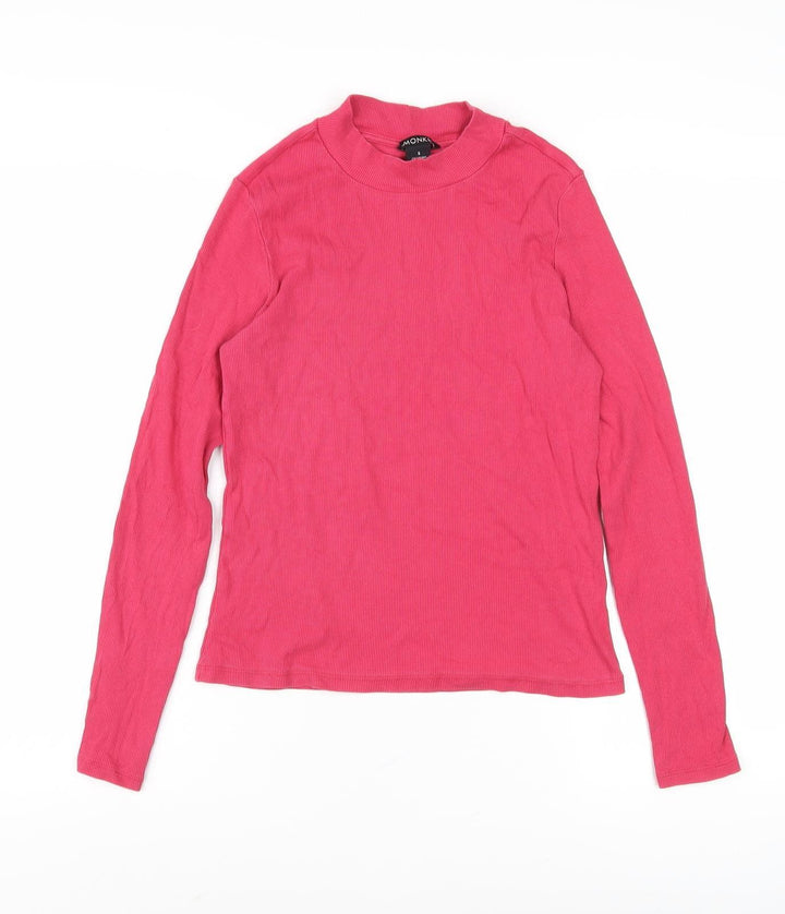 Monki Women's Pink Long Sleeve Knit Top - S Regular