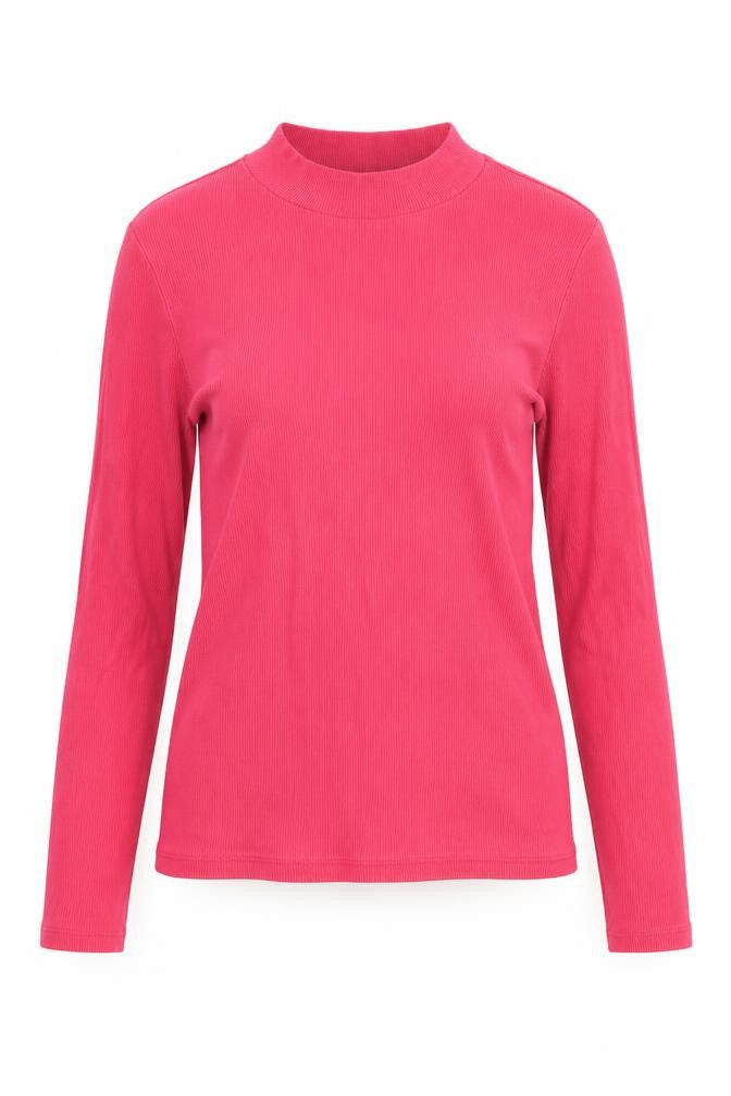 Front view of Monki Women's Pink Long Sleeve Knit Top - S Regular