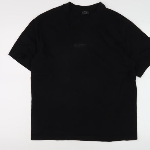 Bershka Men's Black S T-Shirt, Crew Neck, Short Sleeve