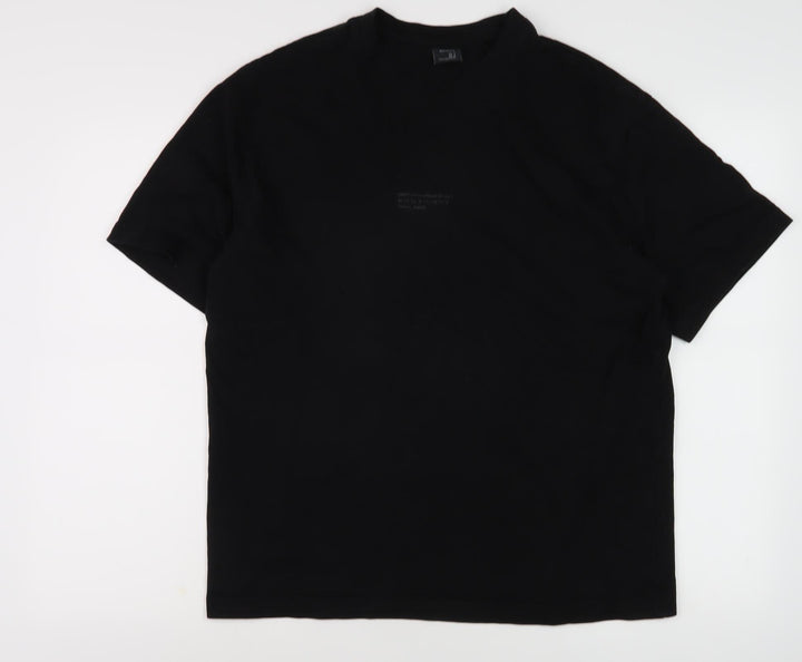 Bershka Men's Black S T-Shirt, Crew Neck, Short Sleeve