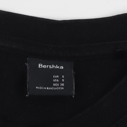 Bershka Men's Black S T-Shirt, Crew Neck, Short Sleeve