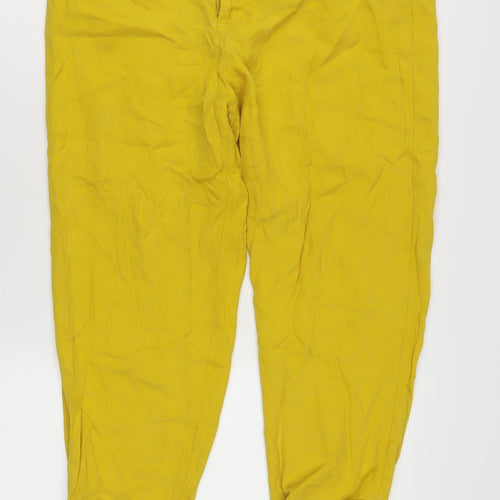 Zara Women's Yellow Cropped Trousers, Size M
