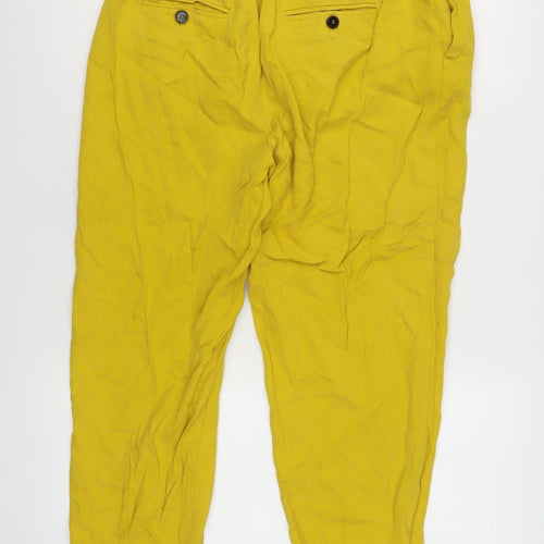 Zara Women's Yellow Cropped Trousers, Size M