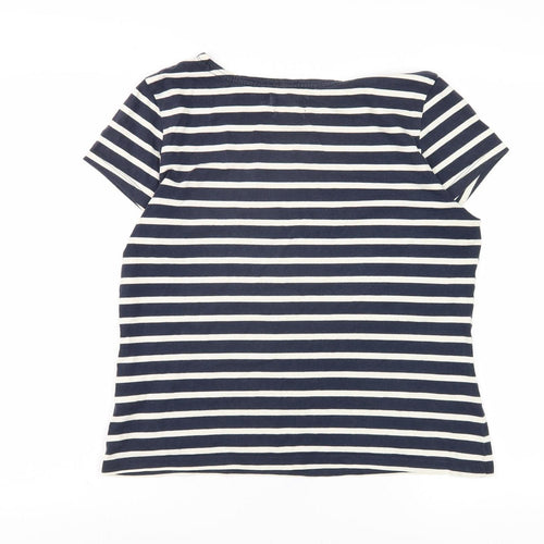 Seasalt Women's Blue Striped Boat Neck T-Shirt Size 12